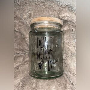 Rae Dunn Glass Jar with Wooden Lid and Inspirational Quote
